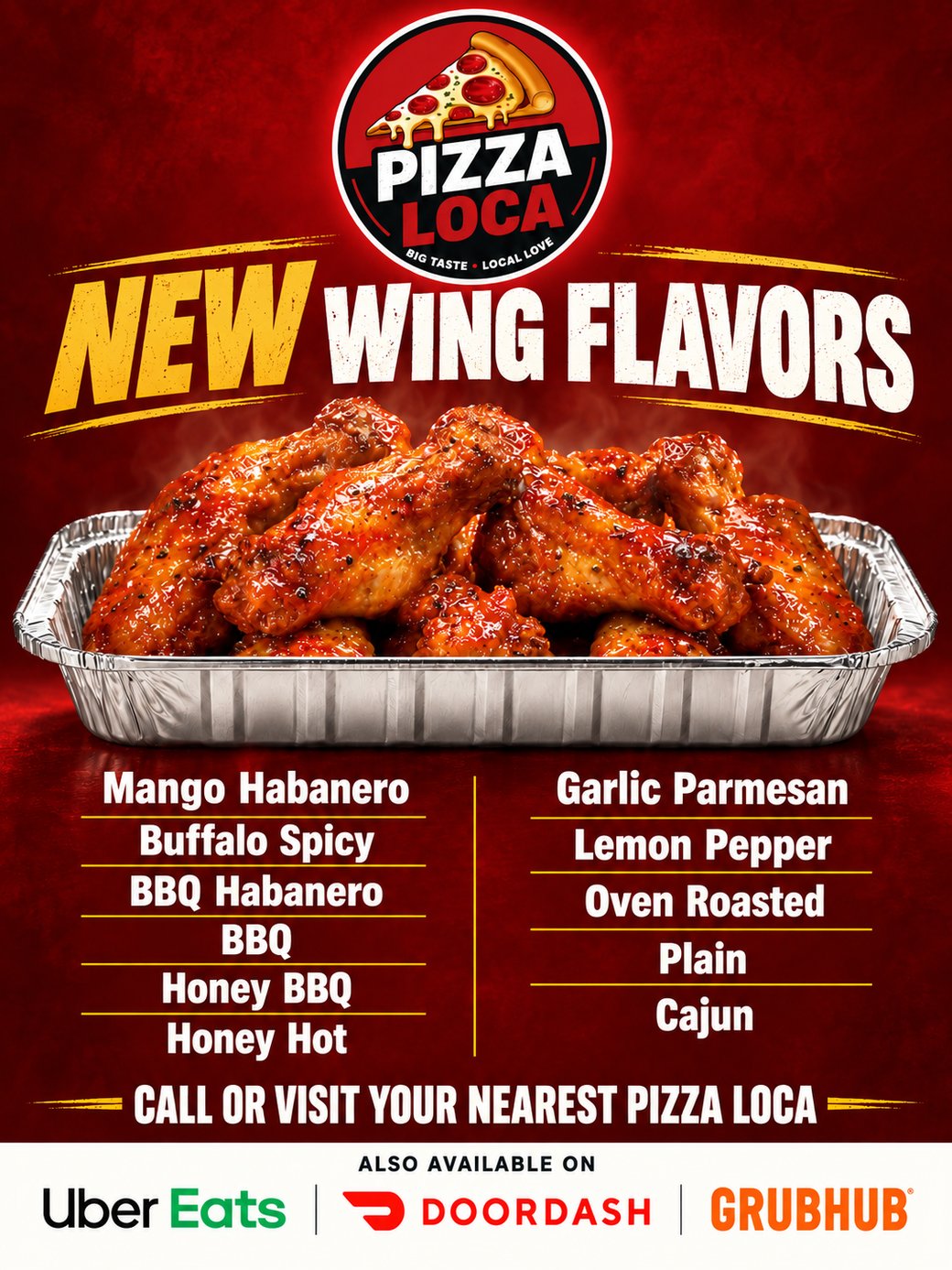 PizzaLoca New Wing Flavors — 11 flavors to choose from
